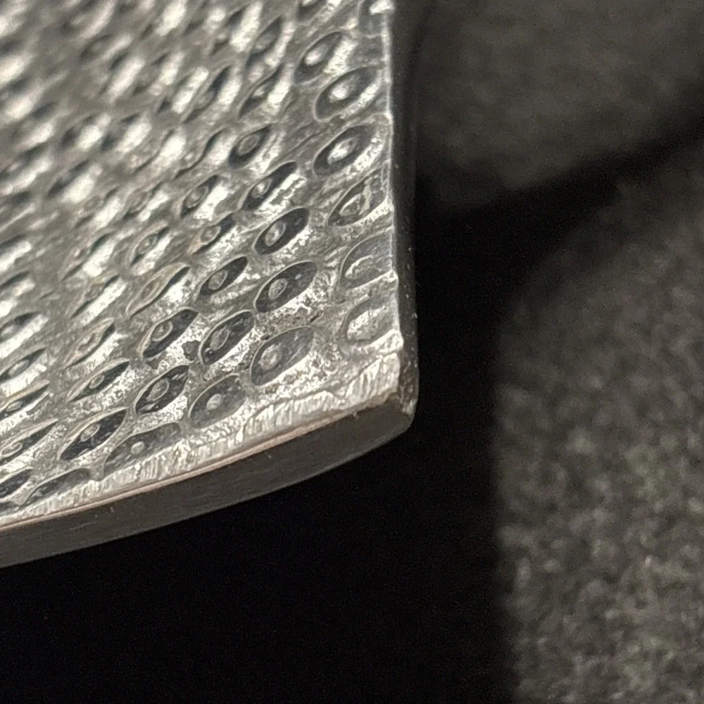 Handcrafted Pebbled Aluminum Rectangular Serving Tray with Handles Silver Tone
